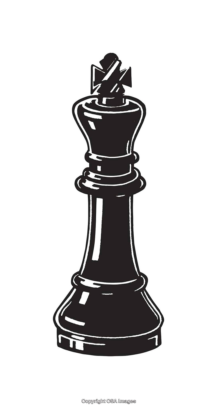 Black and White Chess King Line Art Illustration With Minimalist Design