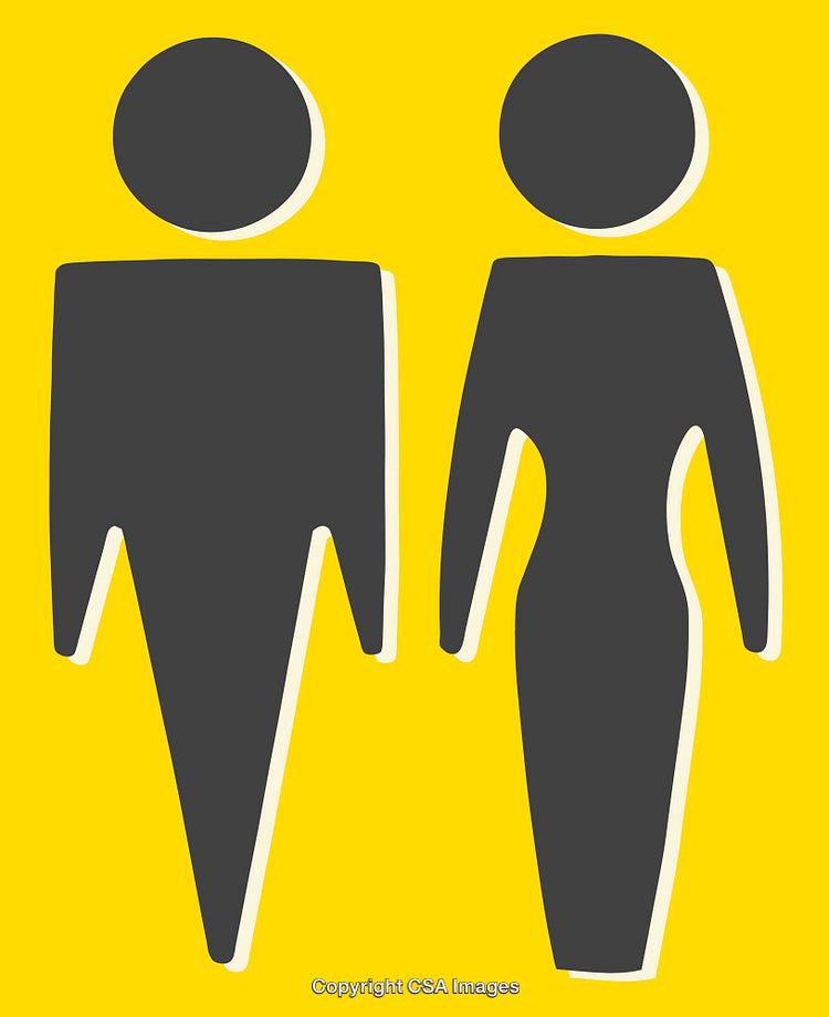 Stylized Male and Female Icons on a Yellow Background