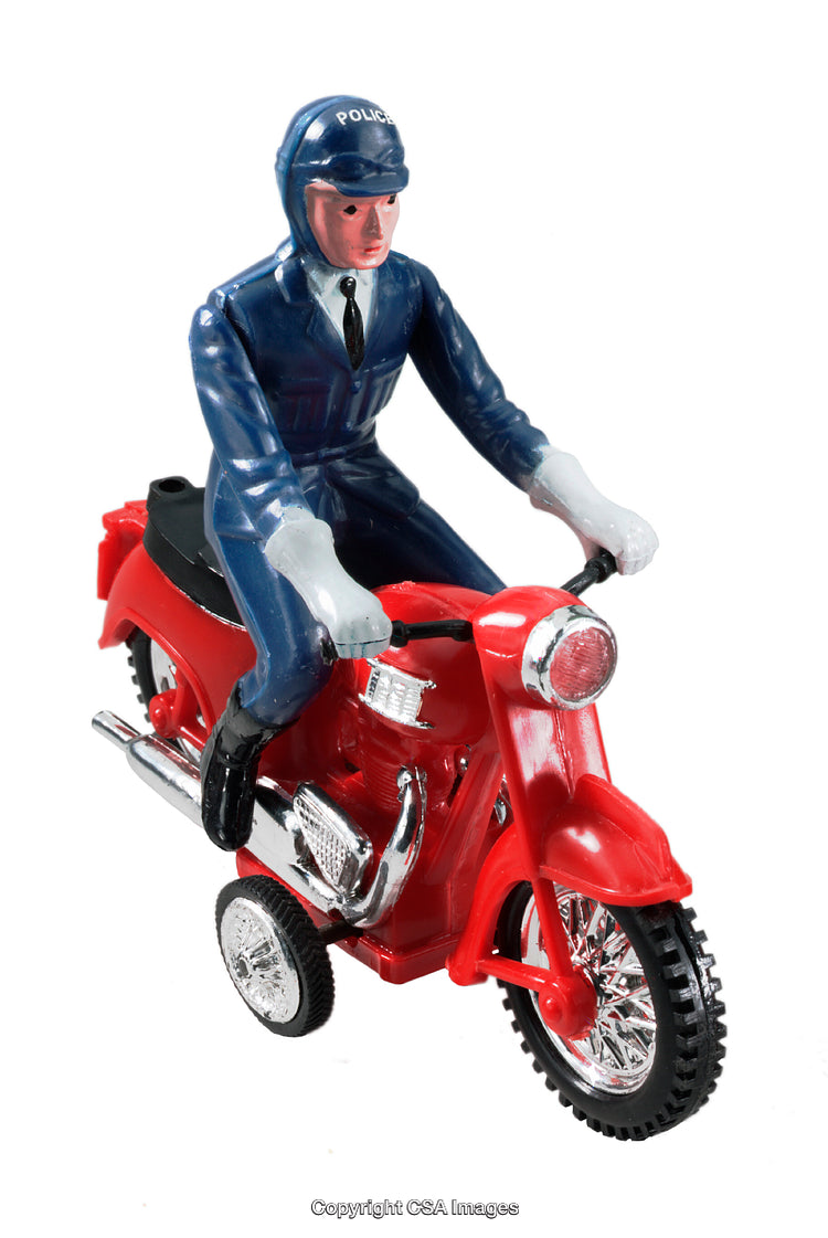 Police Officer Toy Figure Riding Red Motorcycle with Detailed Design
