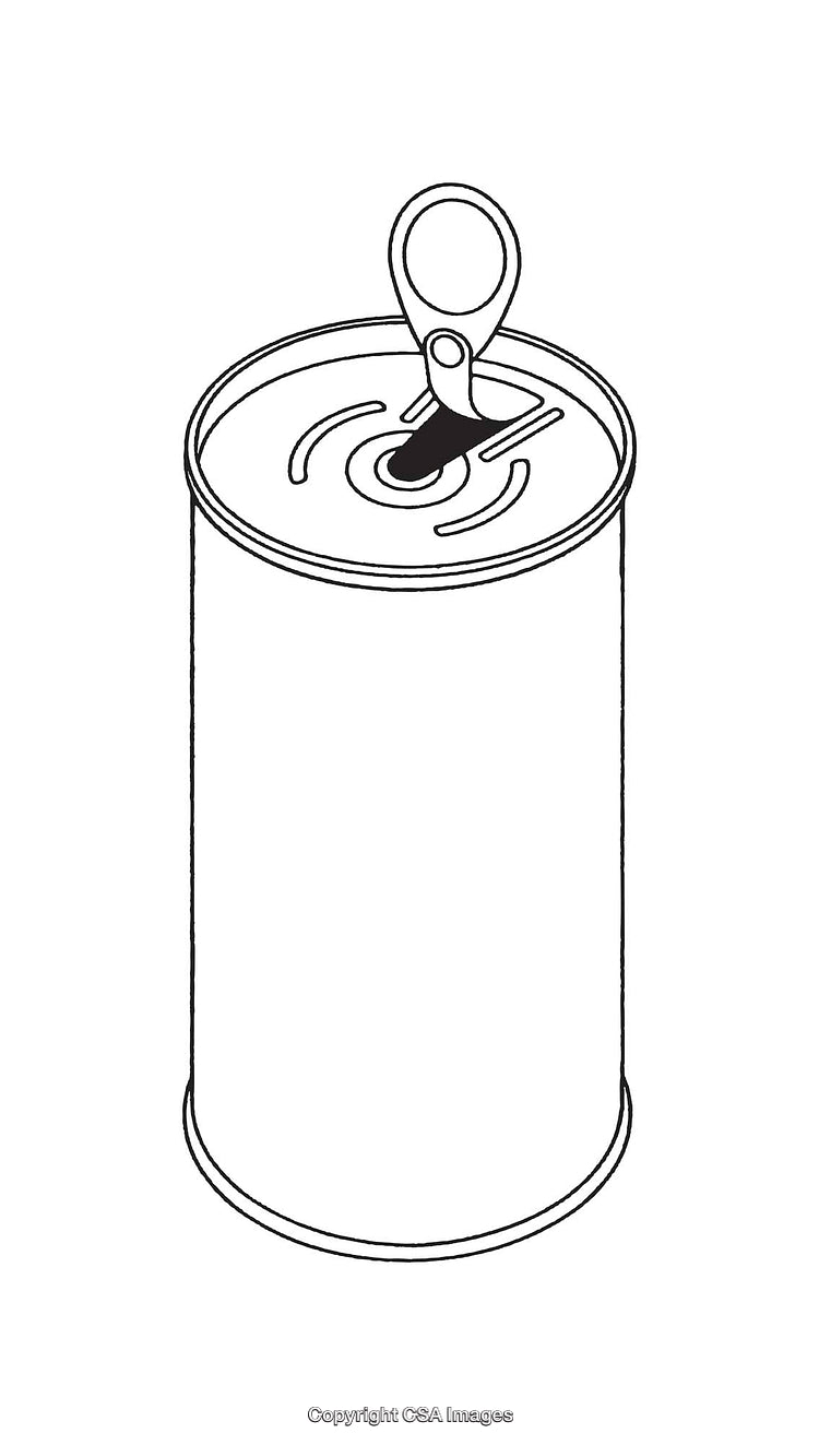 Line Art Illustration of Metal Can With Tab Open on White Background