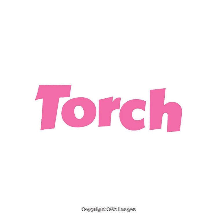 Pink Text Illustration of the Word 'Torch' on a White Background