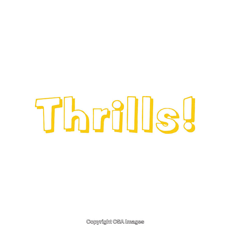 Bold Yellow Text Thrills on Clean White Background