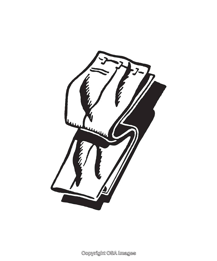 Black and White Illustration of Folded Textile Design