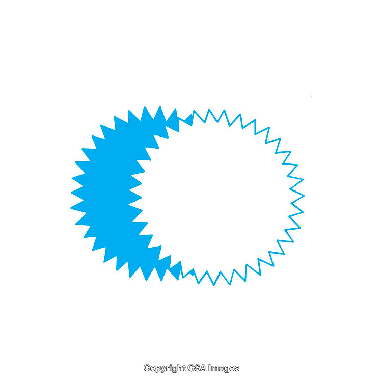 Abstract Blue and White Overlapping Saw Blade Design on White Background