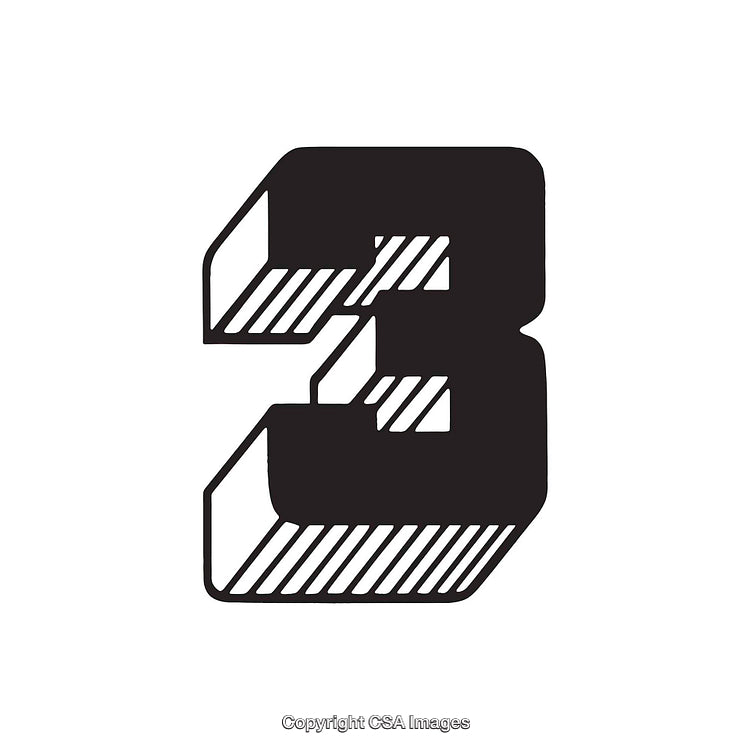 Monochrome Graphic Illustration Featuring the Number Three in Bold Design