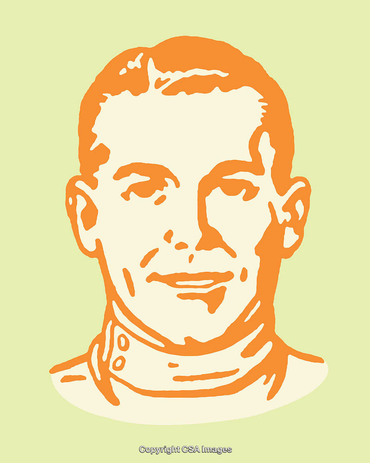 Minimalistic Portrait Illustration in Orange and Green Color Scheme