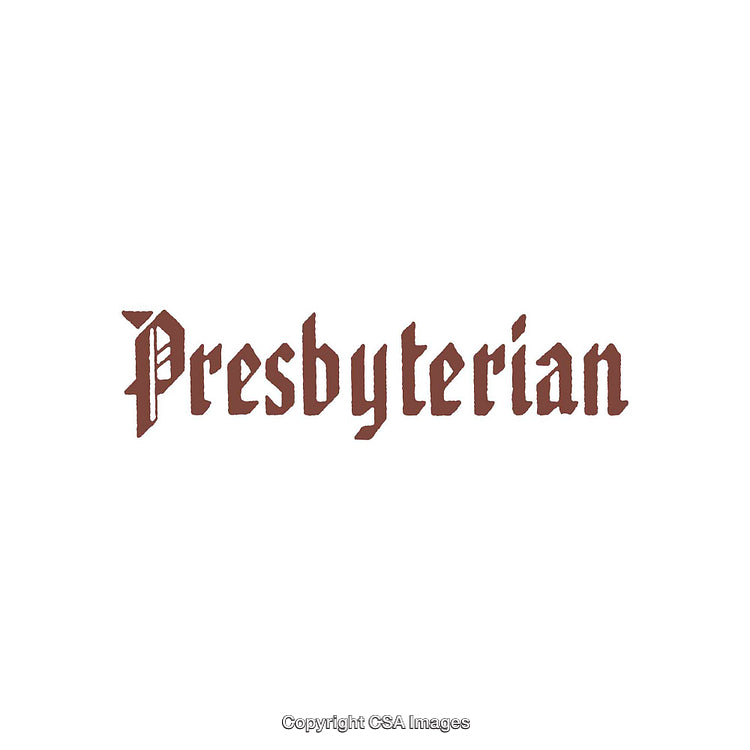 Vintage Styled Presbyterian Word Art in Gothic Font Design