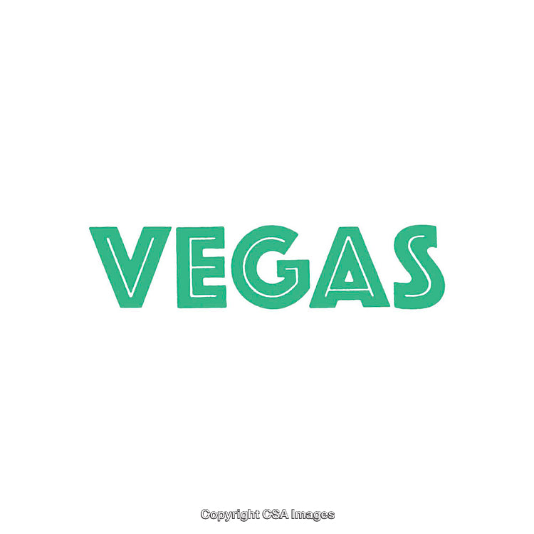 Green Lettering Spelling 'Vegas' in Bold Typeface on a Plain Background