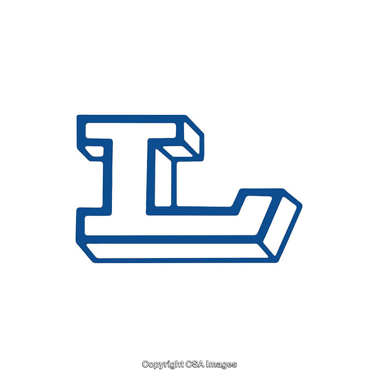 3D Isometric Letter L in Blue Outline Design