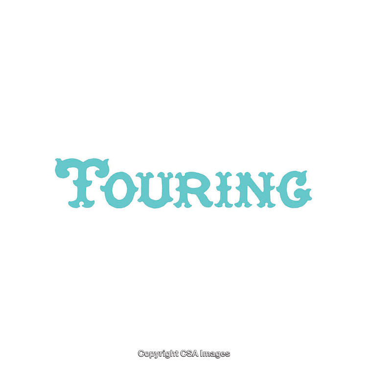 Stylized Blue Touring Design on a Minimal White Background
