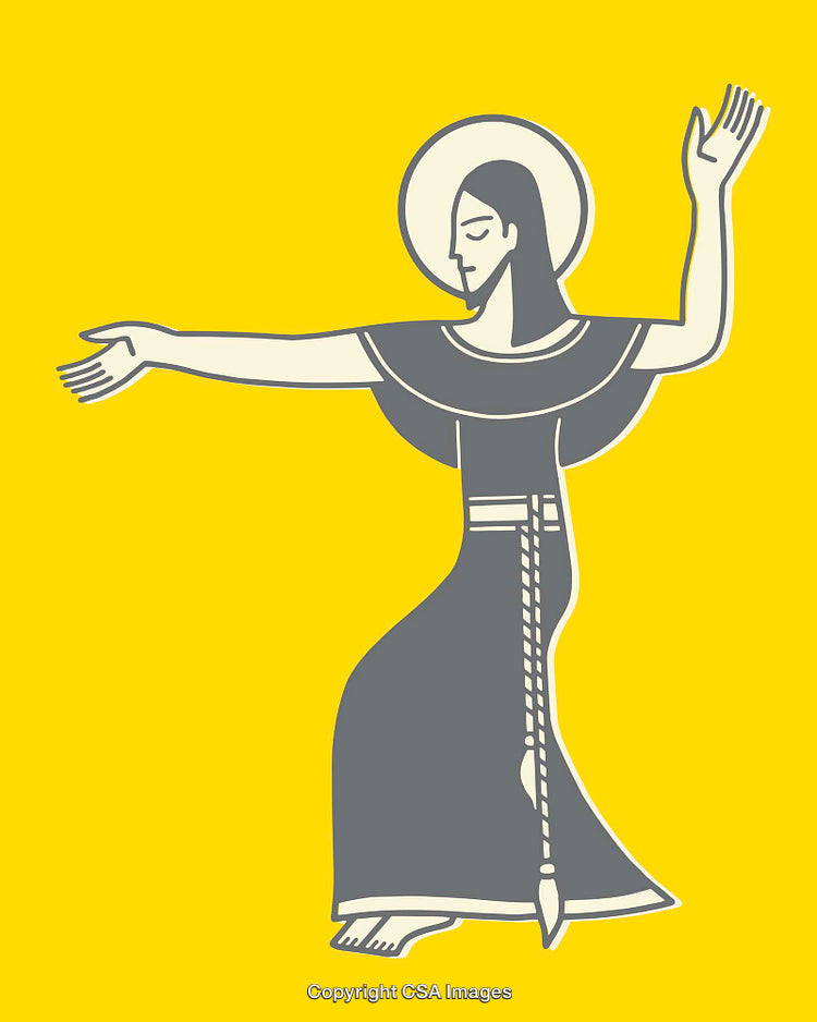 Abstract Line Art Illustration of a Spiritual Woman in Motion