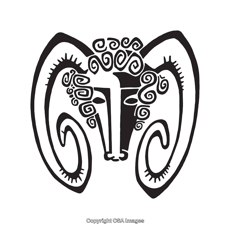 Stylized Black and White Illustration of Abstract Sheep Design