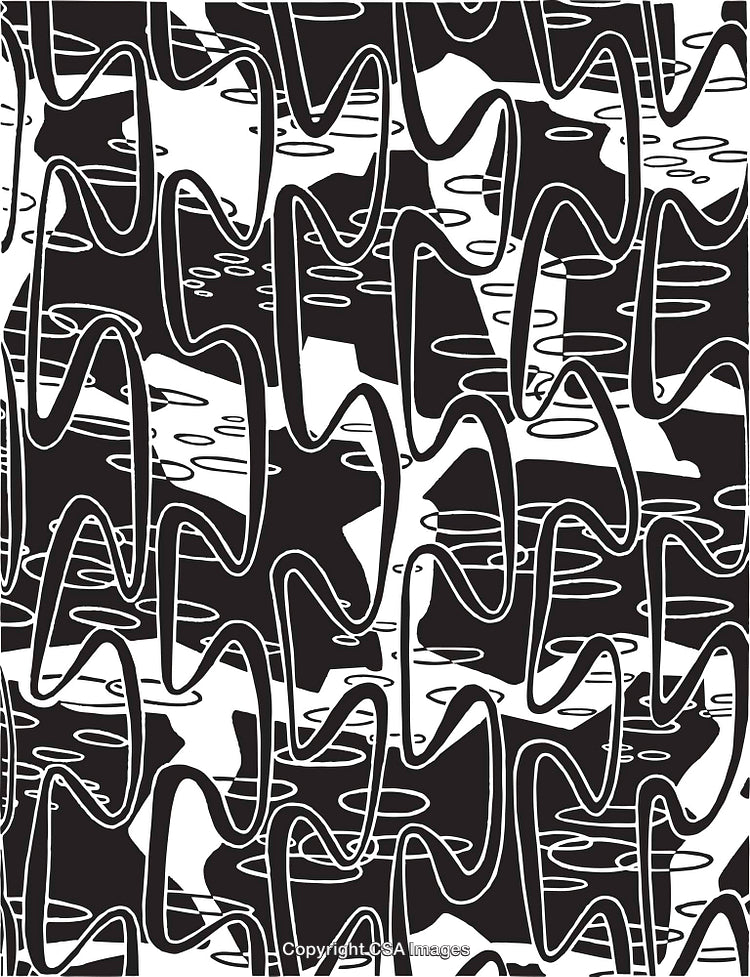 Abstract Black and White Geometric Pattern with Repeating Design Elements