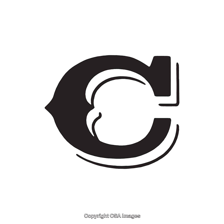 Bold Black Letter C Illustration with Unique Inside Design