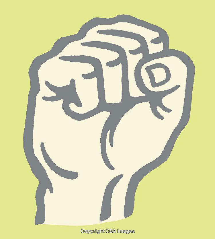 Illustration of a Raised Hand in a Dynamic Line Art Style