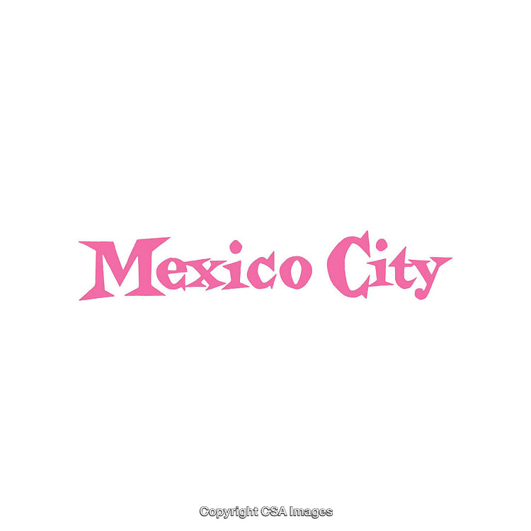 Stylized Pink Text Design Featuring the Words Mexico City on White