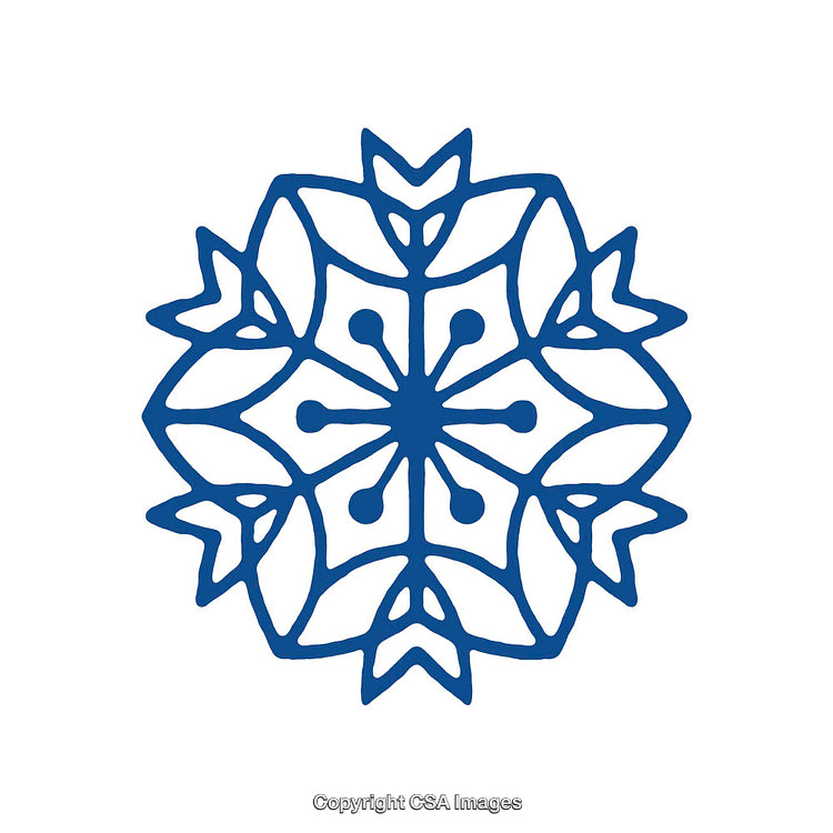 Blue Ornamental Snowflake Design Featuring Intricate Symmetry and Patterns