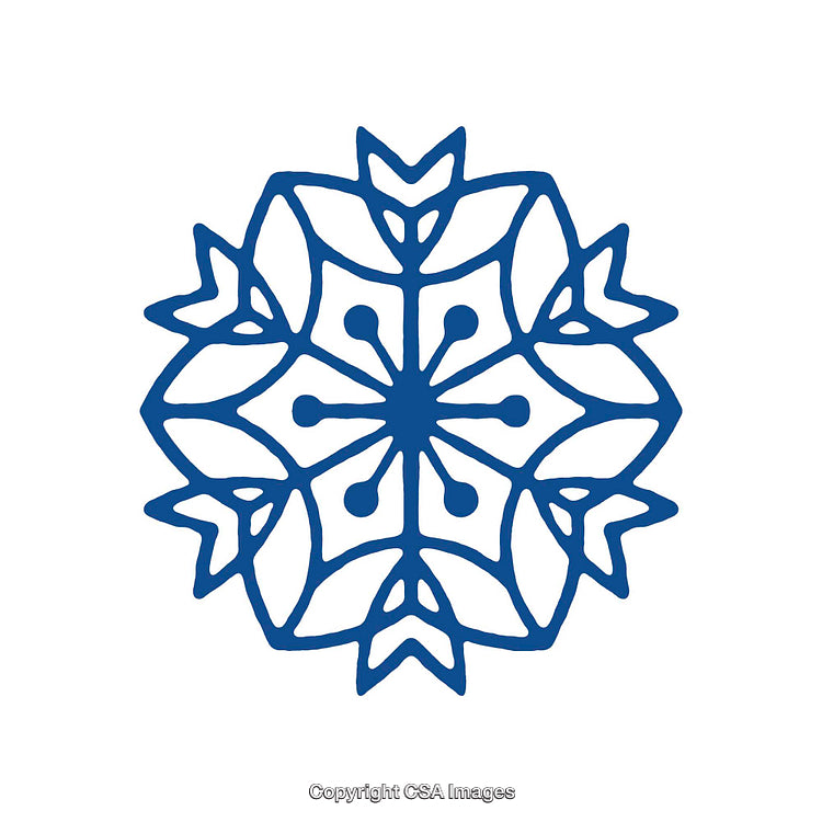 Blue Ornamental Snowflake Design Featuring Intricate Symmetry and Patterns