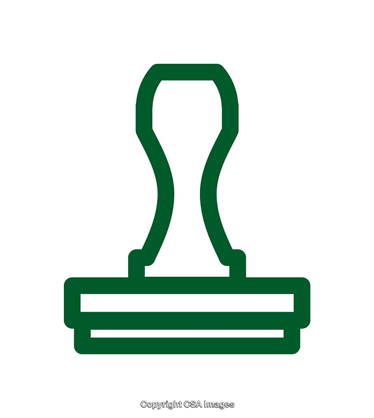 Green Outline Icon of Notary Stamp with a Minimalistic Design