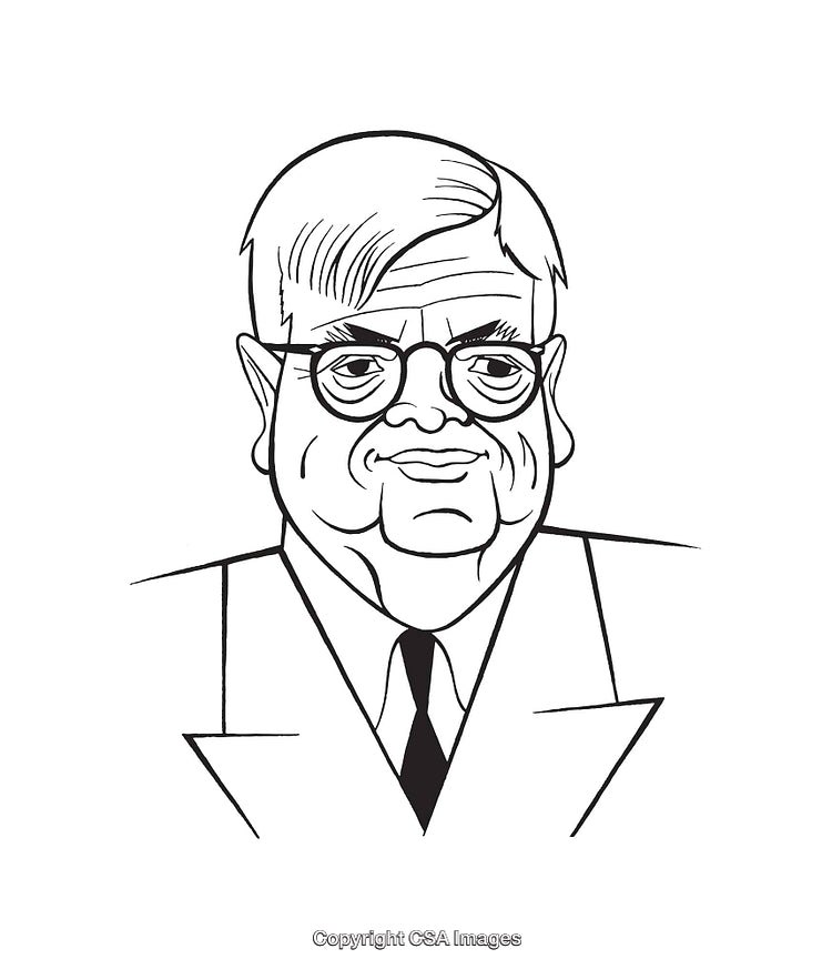 Black and White Line Drawing of a Distinguished Male Character Portrait