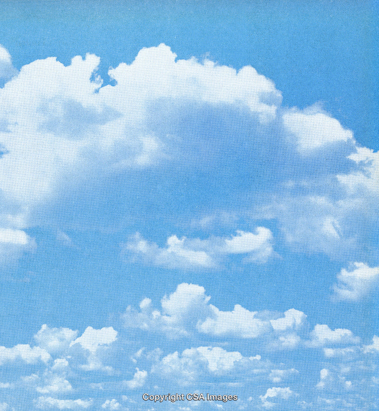 Bright Blue Sky with Fluffy White Cumulus Clouds in Daylight