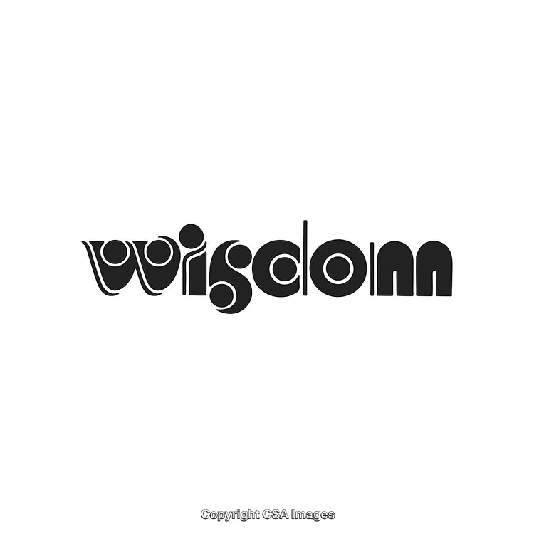 Black Retro Styled Typographic Art Showcasing the Word 'Wisdom' in Creative Layout