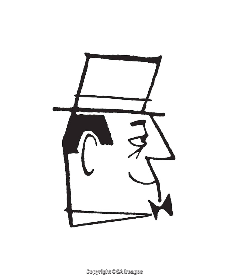 Minimalist Line Art Illustration of a Gentleman's Face in Profile