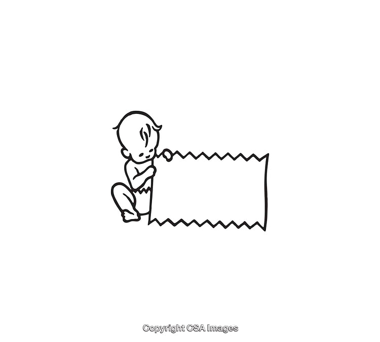 Adorable Line Art of Baby Holding Blanketing Material in Minimalist Style