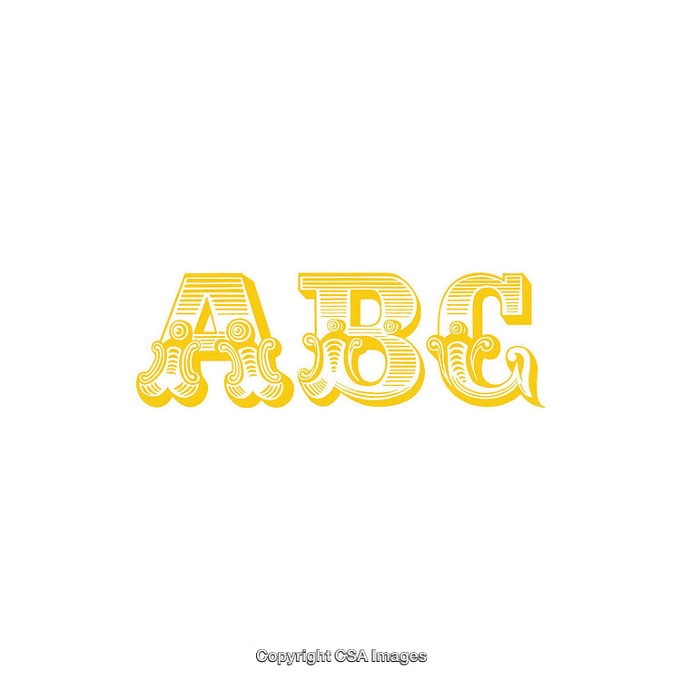 Intricate Gold Decorative Typography Featuring the Letters A, B, and C