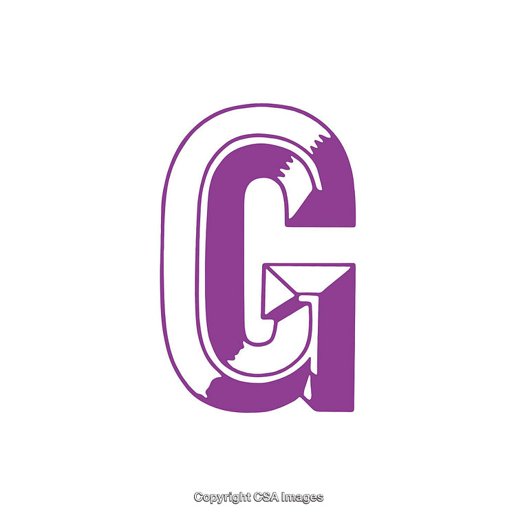 Creative Purple Letter G Design with Artistic Details on a White Background