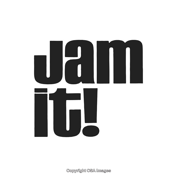 Bold Black Lettering Spelling Out 'Jam It!' on White Background