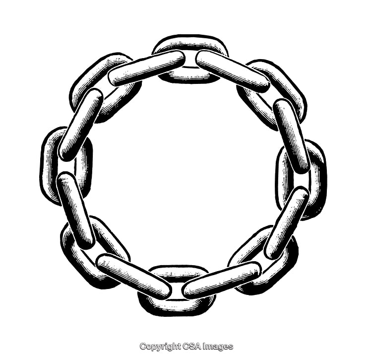 Detailed Black and White Engraving of a Circular Chain Link Design