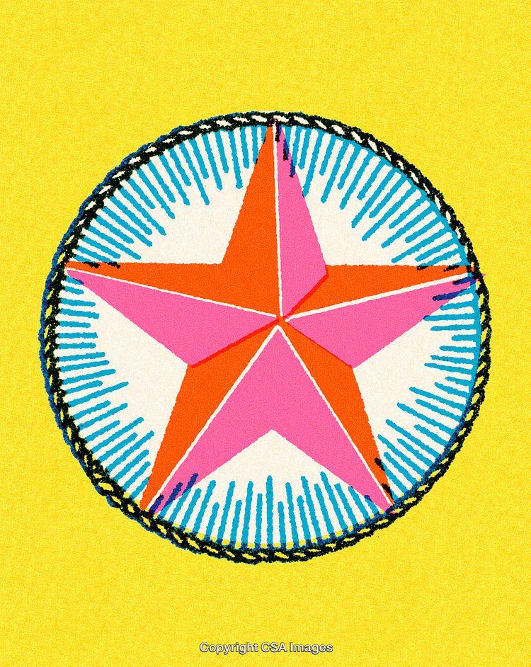 Vibrant Colorful Star Design on a Bright Yellow Background