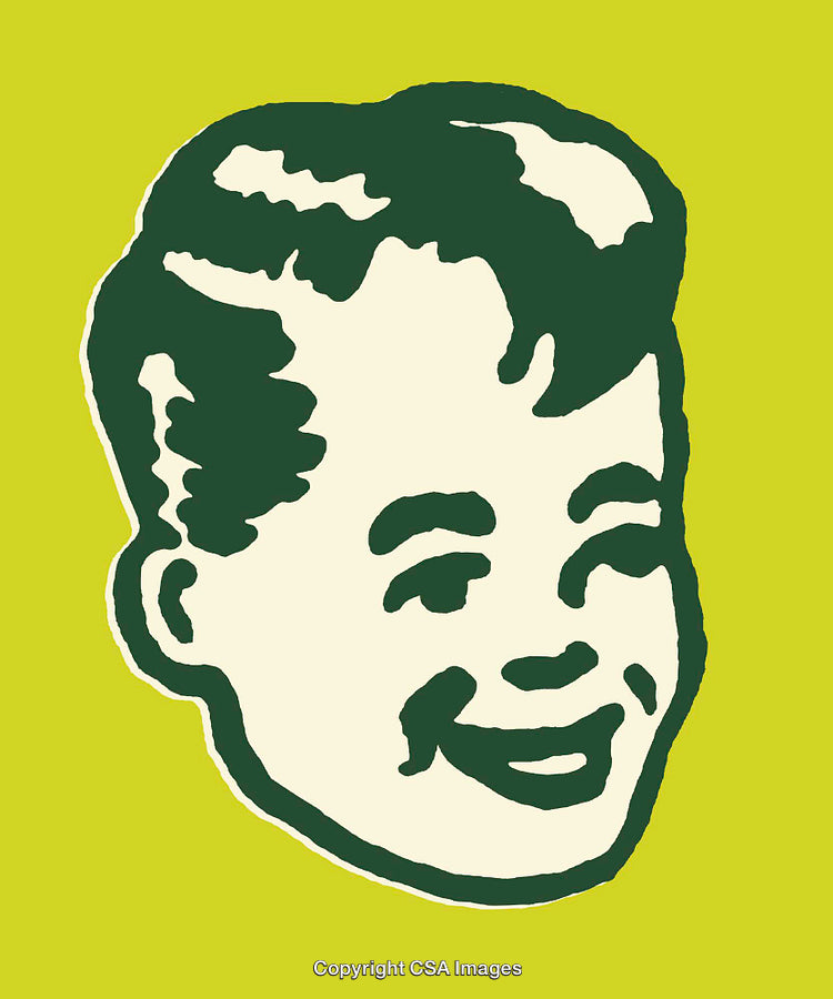 Retro Illustration of a Smiling Child on a Bright Background