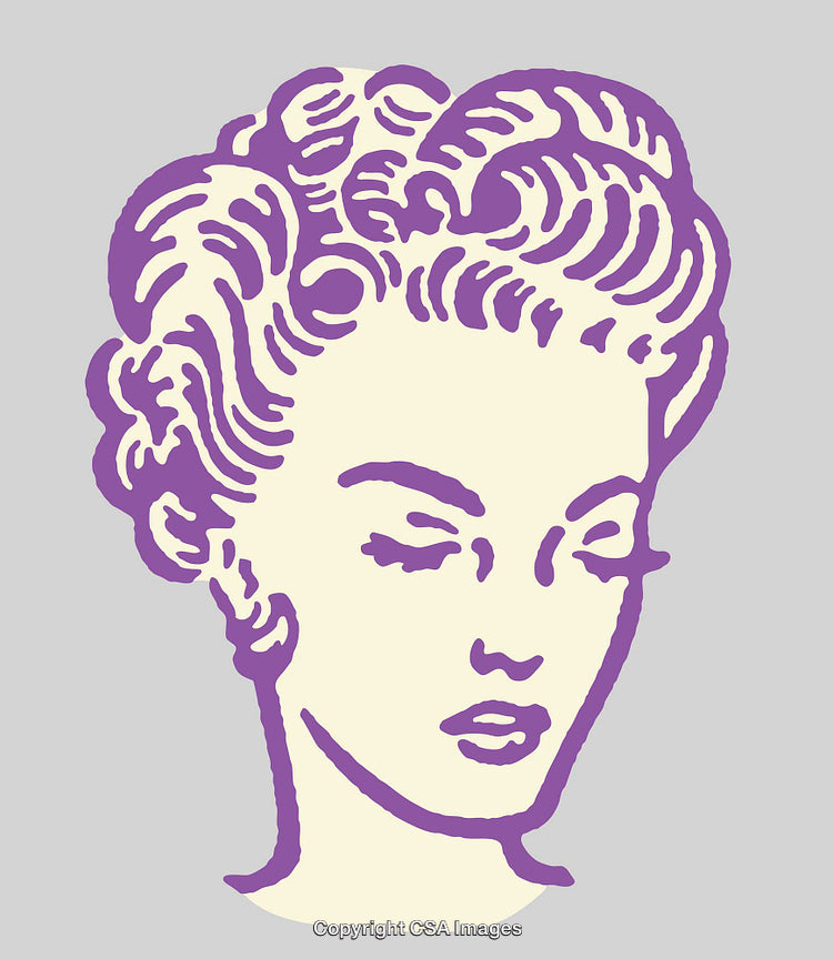 Classic Line Art Style Female Portrait in Elegant Colorful Illustration
