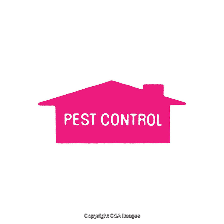 Bold Pink Pest Control Icon in a Simplistic House Outline