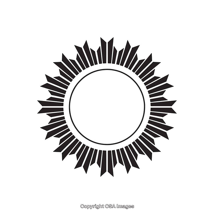 Geometric Black and White Circular Sunburst Dingbat Design