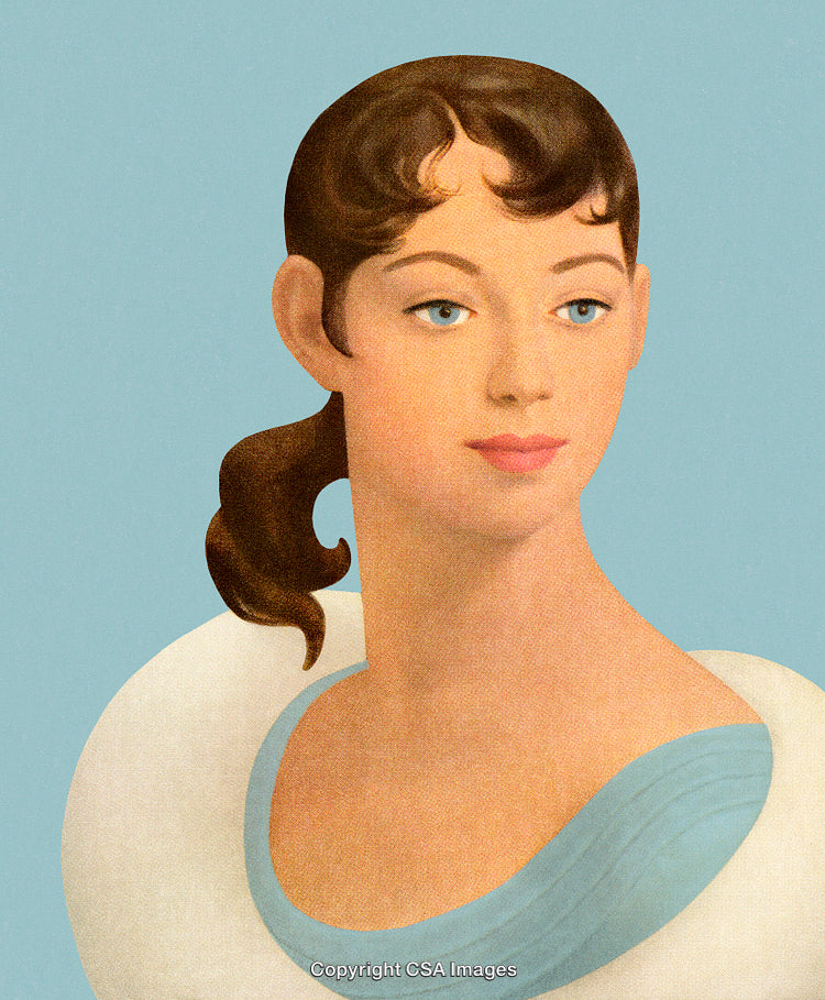 Elegant Portrait Illustration of Woman with Blue Eyes and Classic Styling