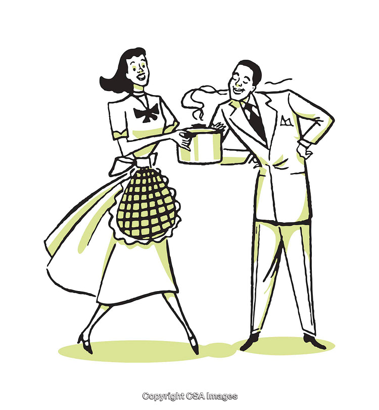 Retro Illustration of a Cooking Scene with a Smiling Couple
