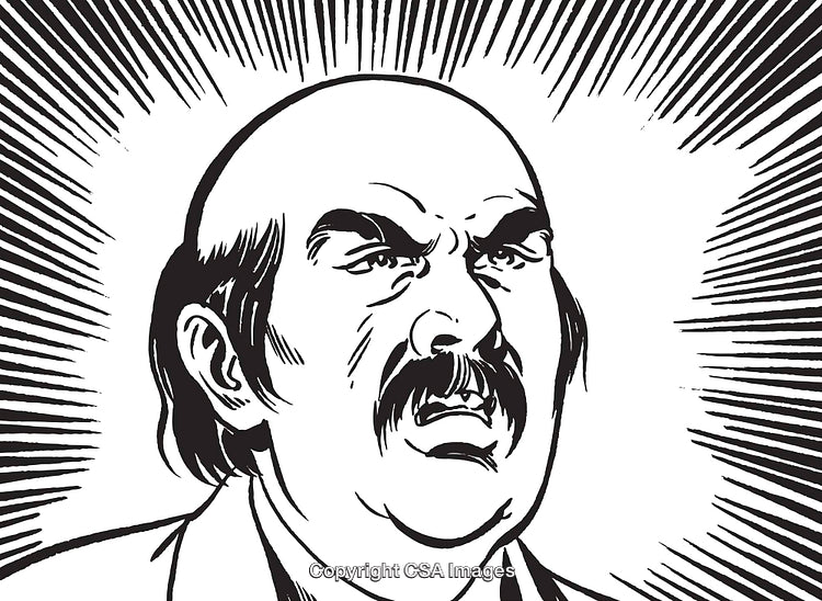 Illustrated Angry Expression of a Man Highlighted With Comic-Style Effects