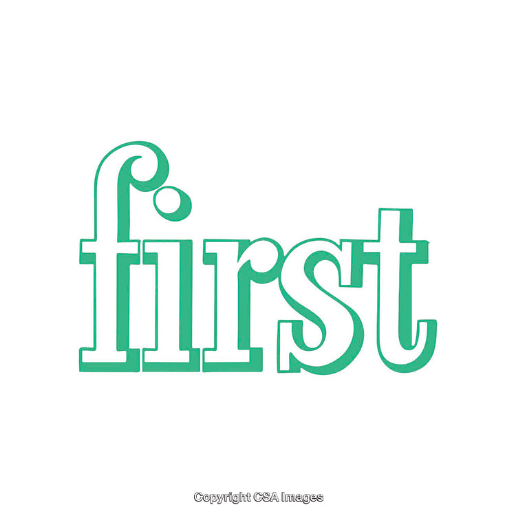 Bold Graphic Design of the Word 'First' in Green Style
