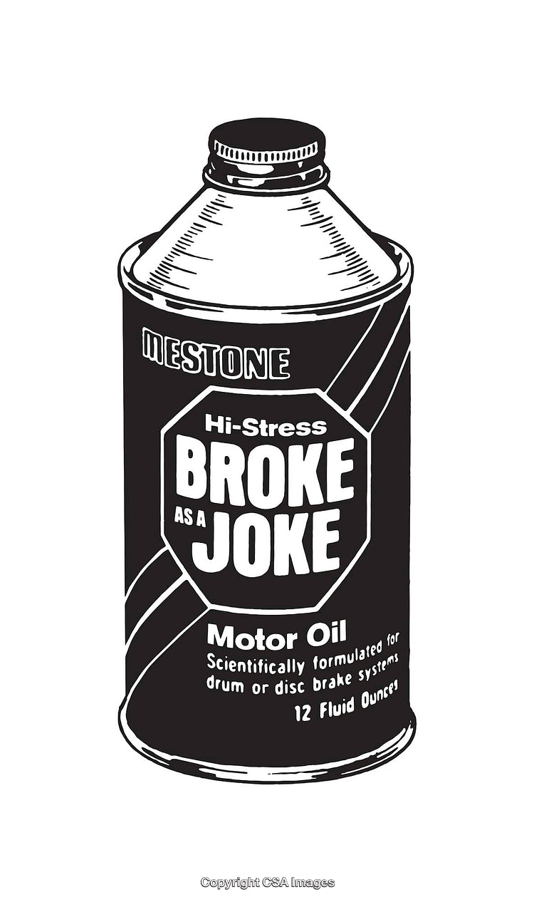 Black and White Line Art Featuring Vintage Style Motor Oil Can Illustration