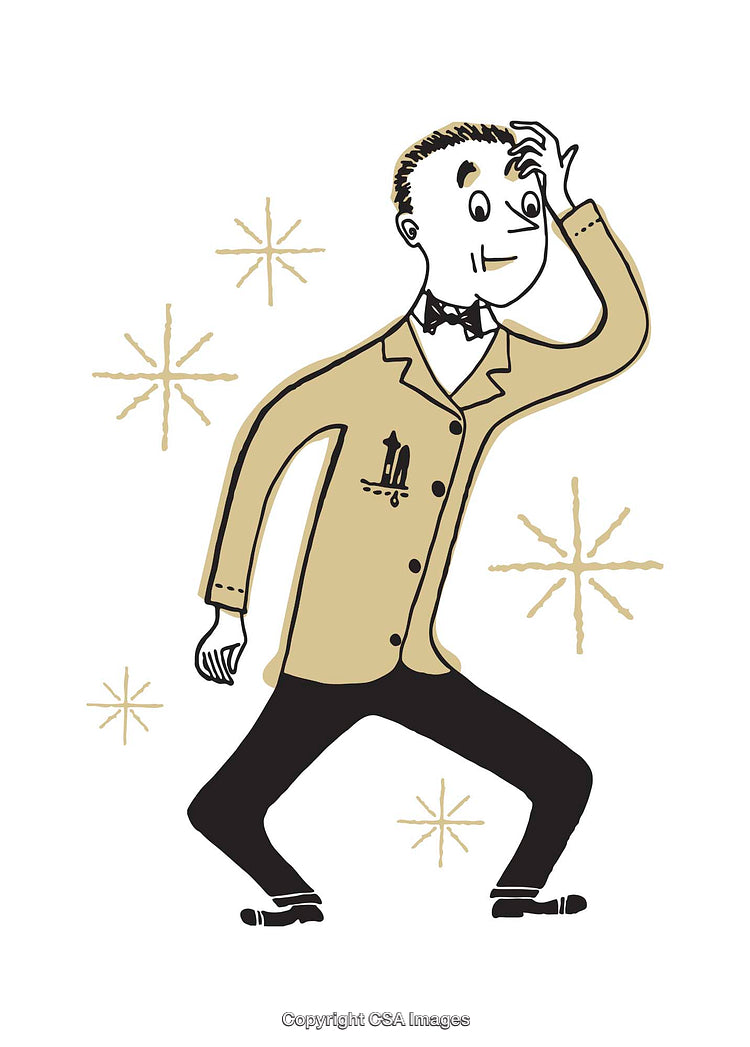 Playful Cartoon Character With Retro Style and Decorative Elements