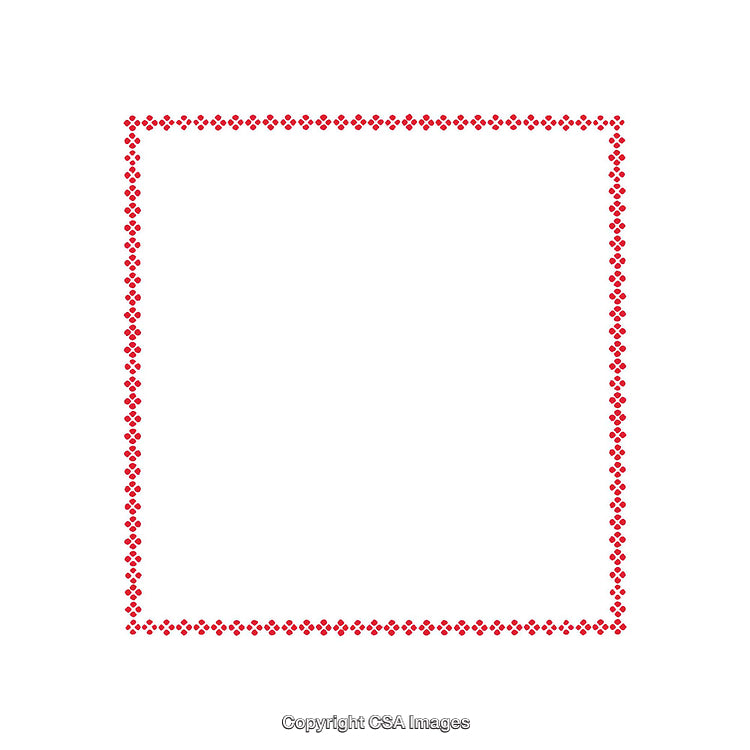Red Decorative Diamond-Pattern Frame on a White Background