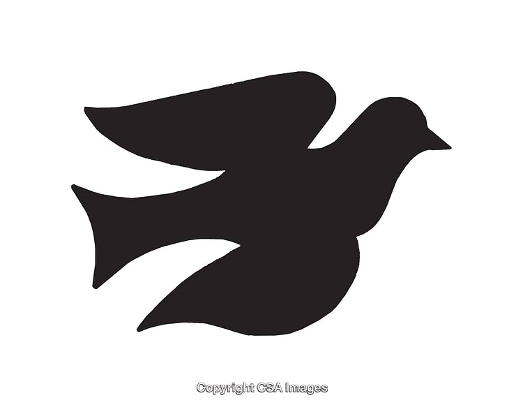 Black Silhouette of a Dove Symbolizing Peace and Freedom