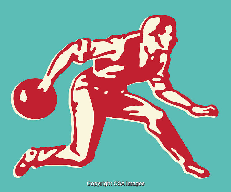 Vintage Style Illustration of a Bowling Player in Action