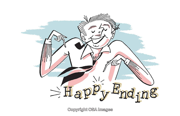 Expressive Illustration Featuring Joyful Man with Whimsical Text Design