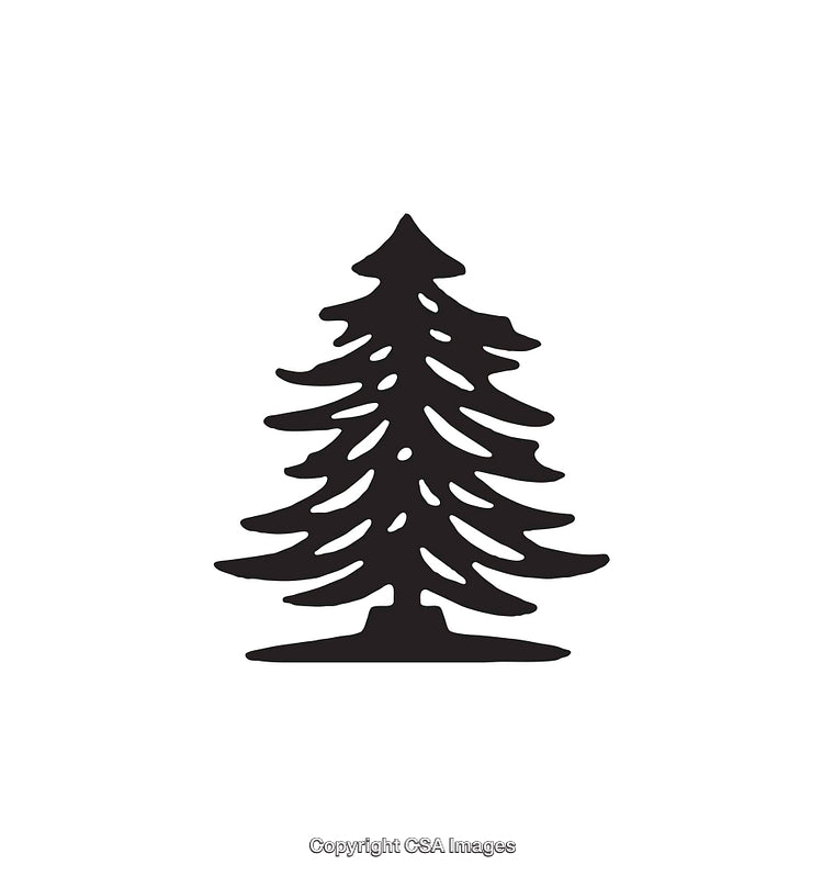 Simple Black and White Icon Depicting a Pine Tree Silhouette
