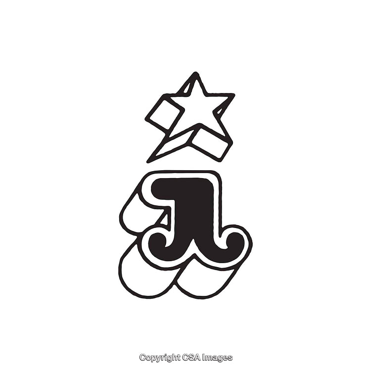 Stylized Black Letter I Design with Star Element and Bold Outline