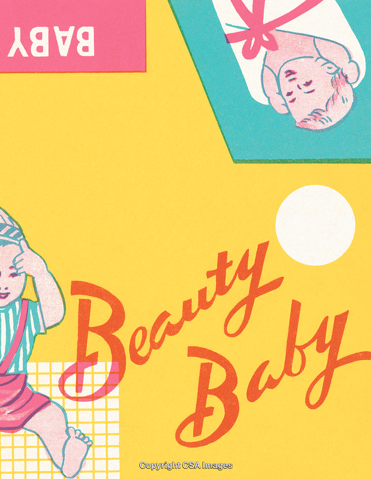 Colorful Graphic Illustration of Baby with Text Beauty Baby Design